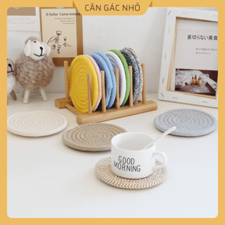 Tấm Lót Ly Bình Vải Loại Dày, Êm, Thấm Nước, Chống Va Đập, Miếng Lót Ly Bình Trà - Căn Gác Nhỏ