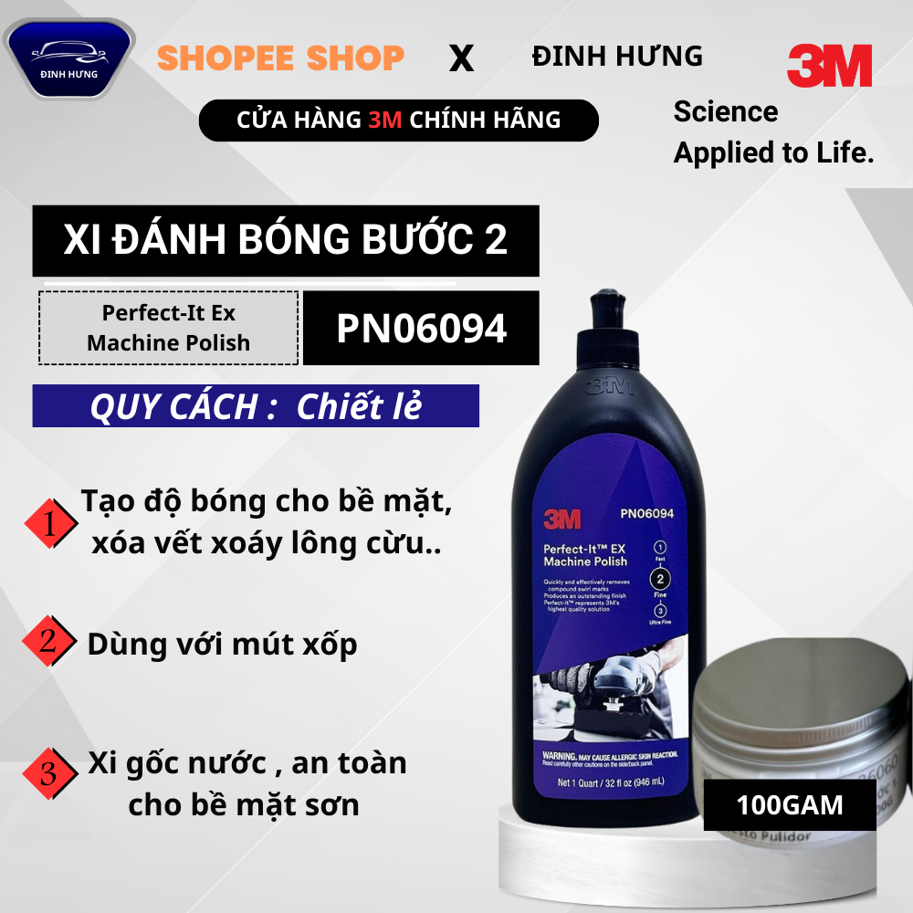 Xi Đánh bóng bước 2 (06094) Chiết lẻ 100G- DH3M AUTOCARE.