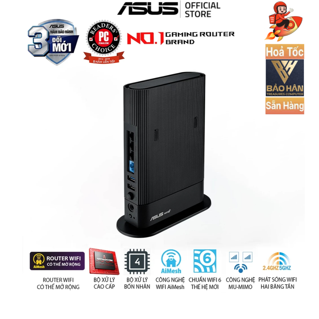 Router Mesh WiFi 6 Dual Band (802.11ax) RT-AX59U AX4200/ 574+3603 Mbps (Router WiFi có thể mở rộng) 