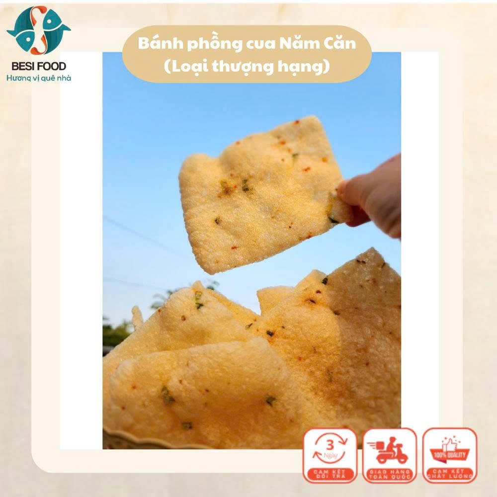 Túi 500g Bánh phồng Cua Loại thượng hạng - 48% thịt cua tươi, Bánh phồng Năm Căn - Cà Mau, Bánh phồn