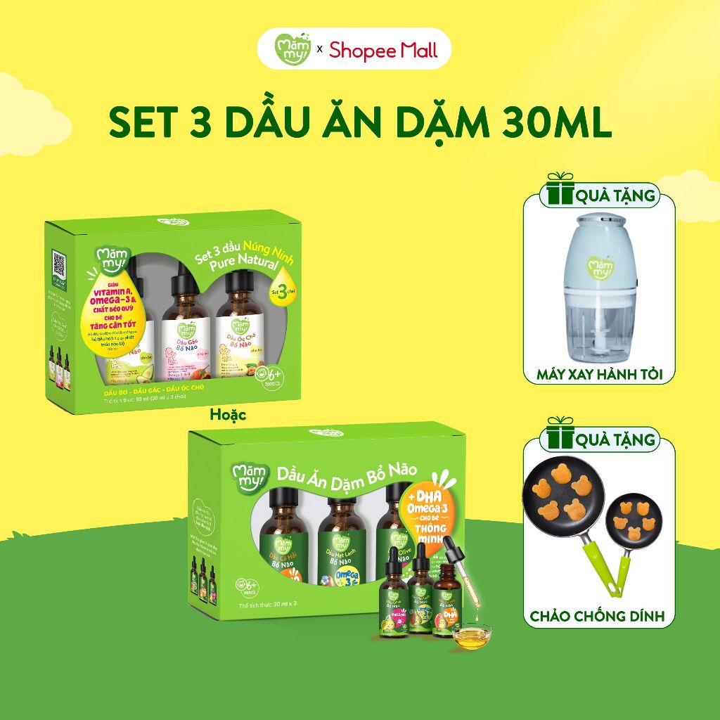 Dầu ăn dặm cho bé Mămmy Cá hồi Hạt lanh Olive Óc chó Gấc đỏ Bơ bổ sung DHA Omega 3,6,9 cho bé 6 thán