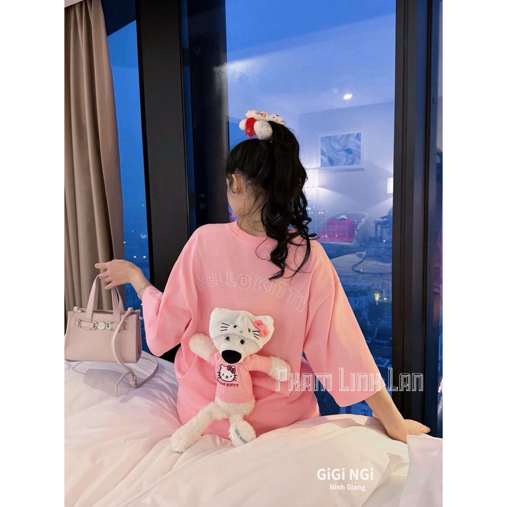 Áo phông 13DMZ lưng đính gấu bông hello kitty