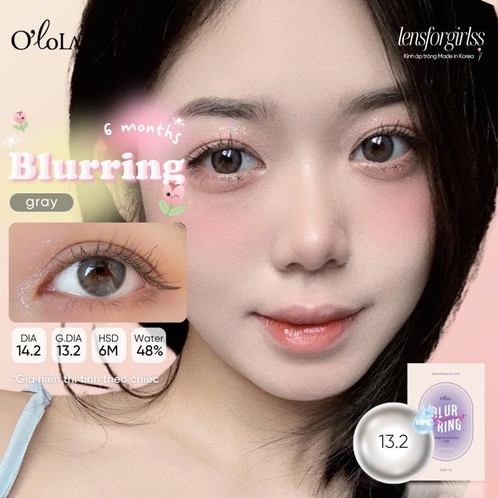 Kính áp tròng GIÃN TRÒNG hiệu ứng hightlight ẩn BLURRING GRAY chính hãng OLOLA  | LENSFORGIRLSS