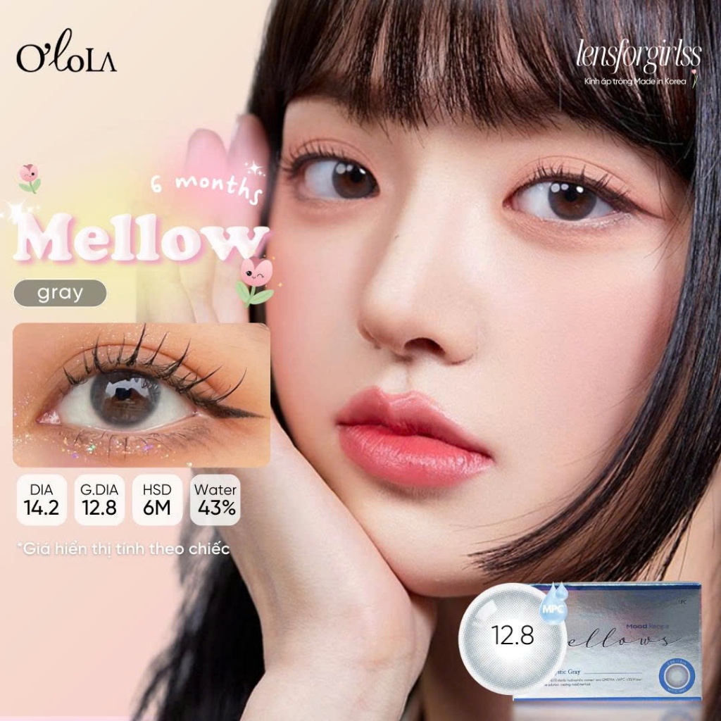 Kính áp tròng MELLOW GRAY dành cho mắt nhạy cảm chính hãng OLOLA | Lens cận | LENSFORGIRLSS
