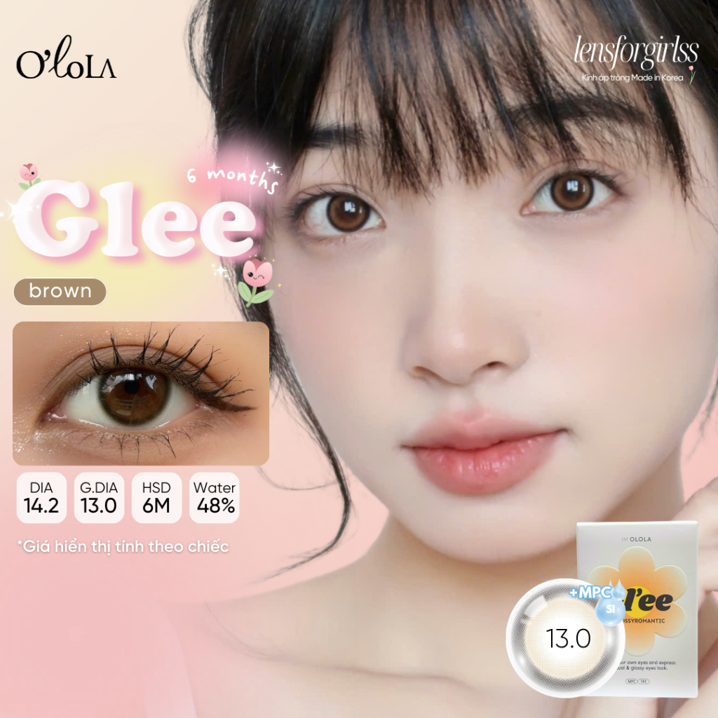 Lens Nâu | Kính áp tròng nâu trong trẻo GLEE BROWN chính hãng OLOLA | Lens cận | LENSFORGIRLSS