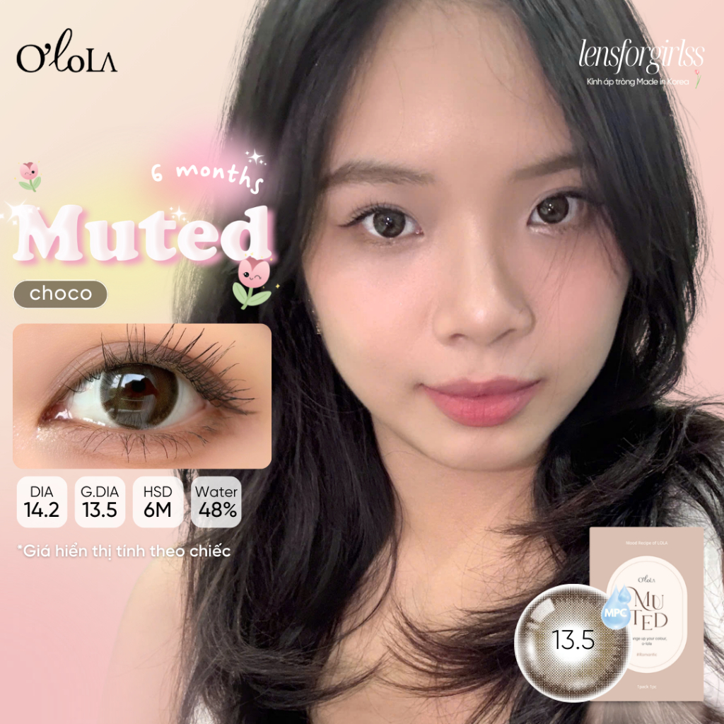 Lens cận | Kính áp tròng GIÃN TRÒNG ẨM CAO tự nhiên MUTED CHOCO chính hãng OLOLA | Lens nâu choco | 