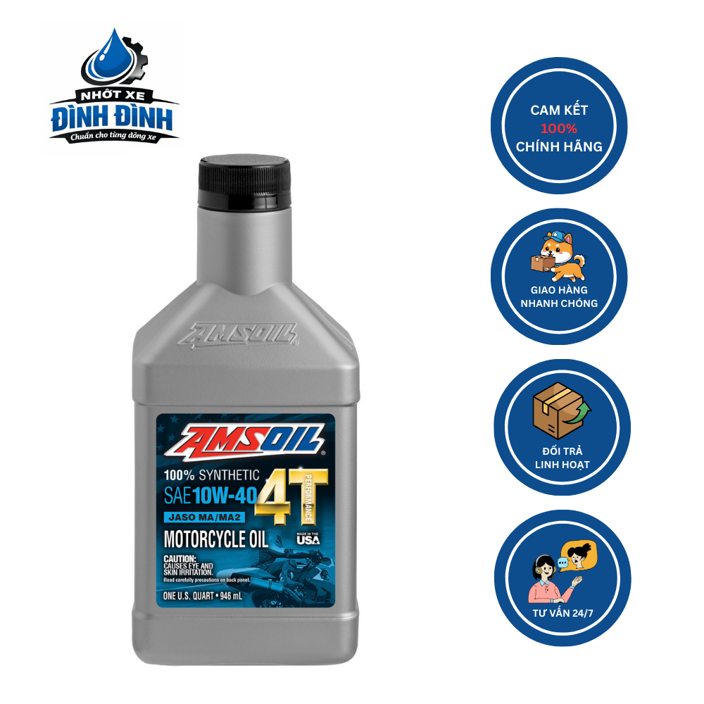 Dầu nhớt xe số, côn tay AMSOIL 4T 10w-40 (MC4) [CHÍNH HÃNG 100%]