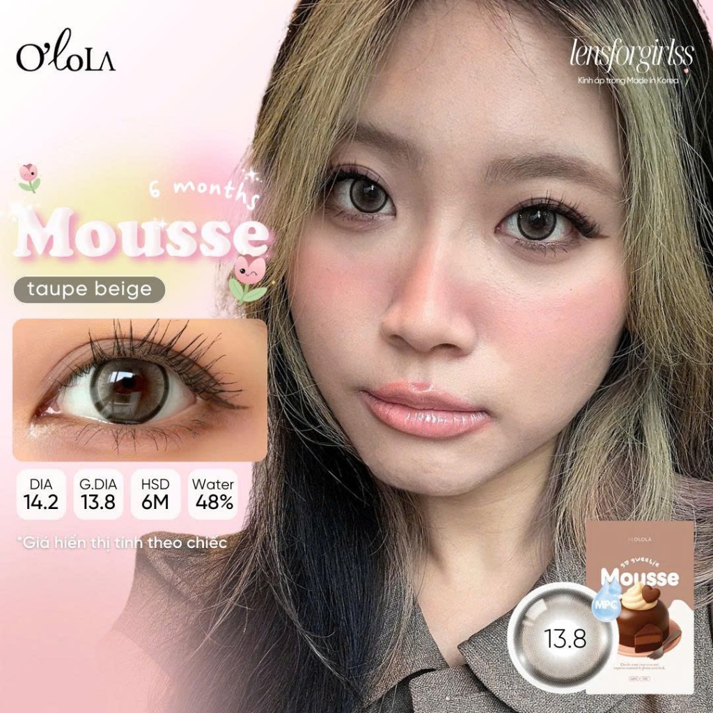 Kính áp tròng sz GIÃN TRÒNG nâu sữa MOUSSE TAUPE BEIGE chính hãng OLOLA | LENSFORGIRLSS