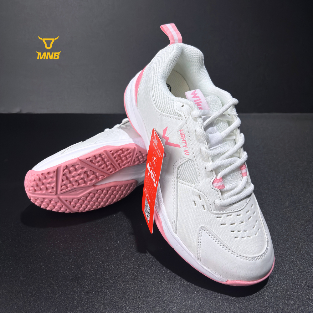 Wika Maru Lighty W Hồng Chính Hãng | Giày cầu lông Pickleball Bóng chuyền đa dụng | Đế EVA giảm chấn, Upper da PU