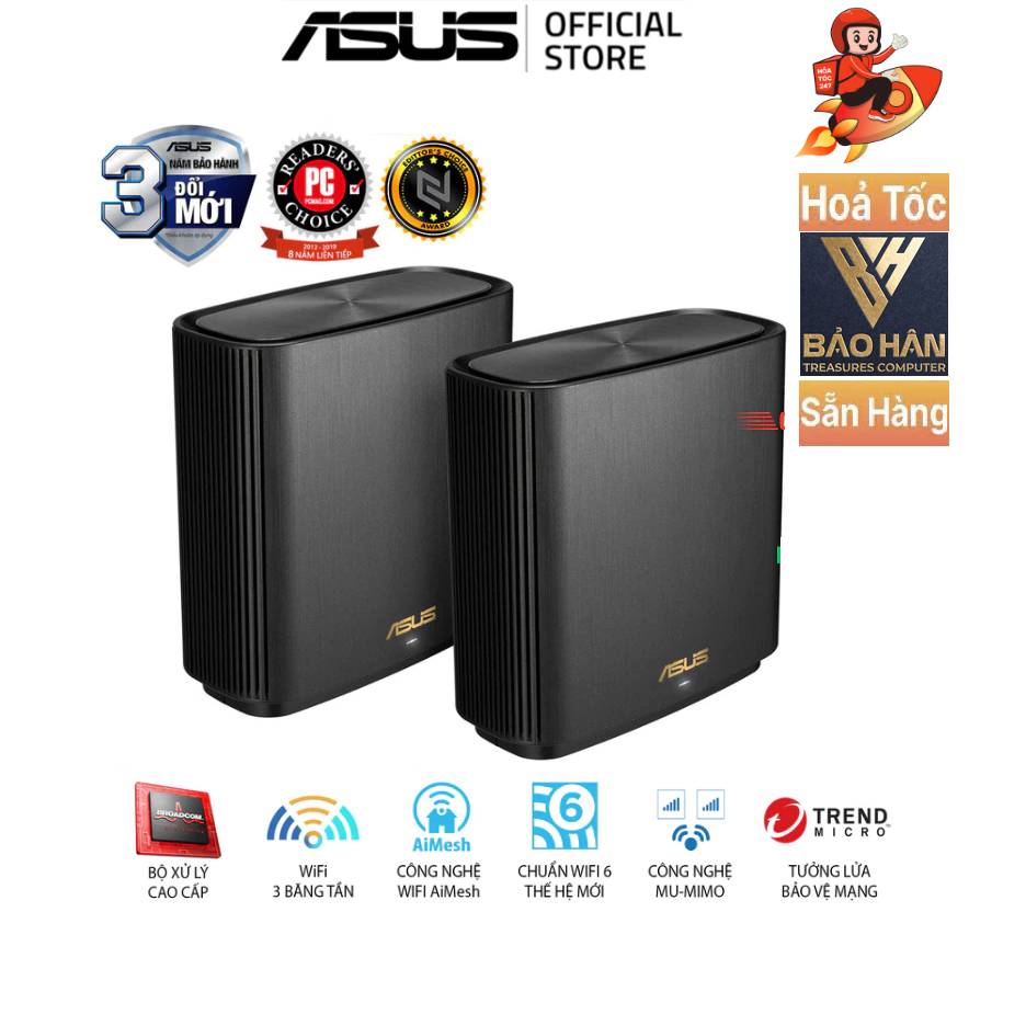 Hệ thống MESH WIFI 6 ASUS XT8 ZenWiFi AX6600 - Hàng Chính Hãng