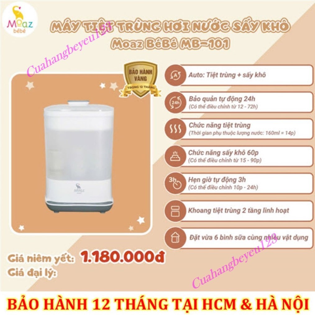 Máy tiệt trùng sấy khô hơi nước tự động Moaz Bebe MB-101 MB101 - Hỗ trợ Mẹ chăm sóc Bé (GIÁ CẠNH TRA