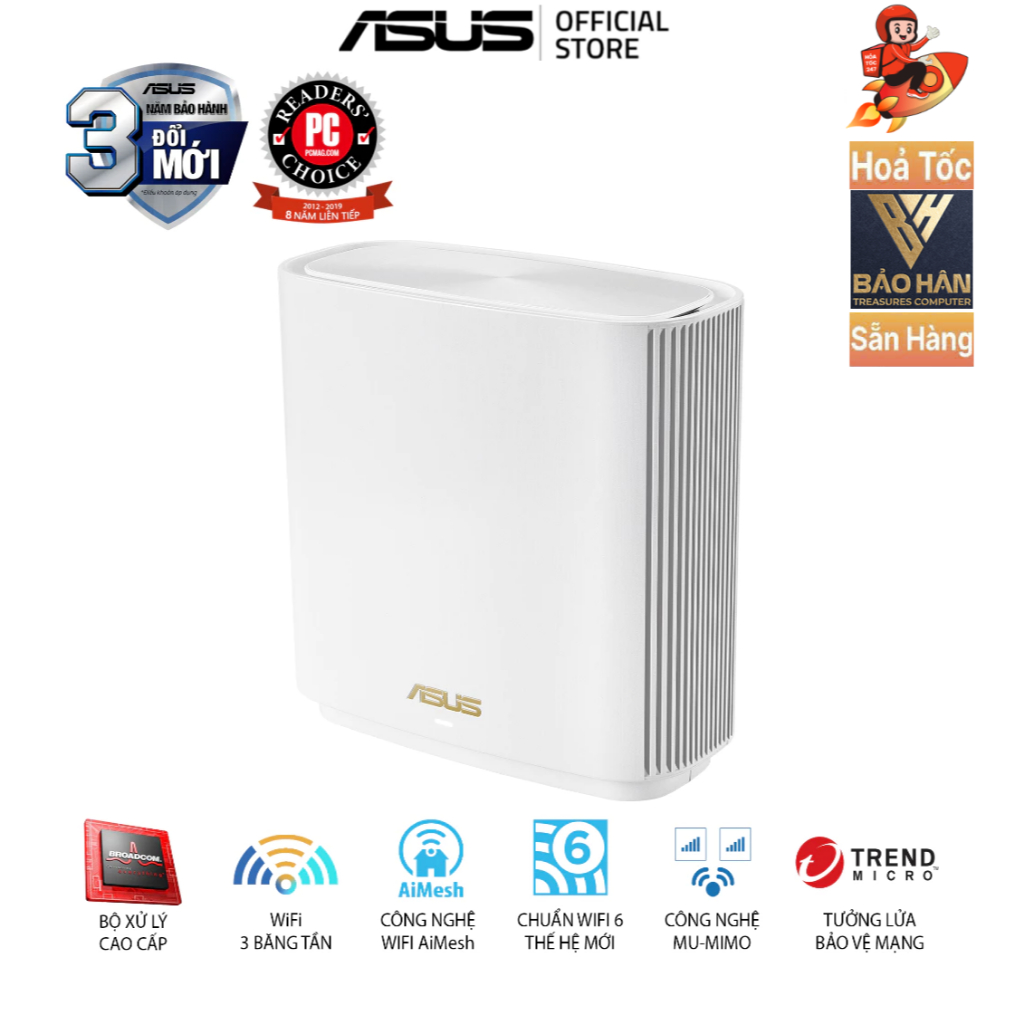 Hệ Thống MESH WI-FI6 ASUS XT8 1_Pack ZenWiFi Chuẩn AX6600 3 Băng Tần - Hàng Chính Hãng Asus Việt Nam