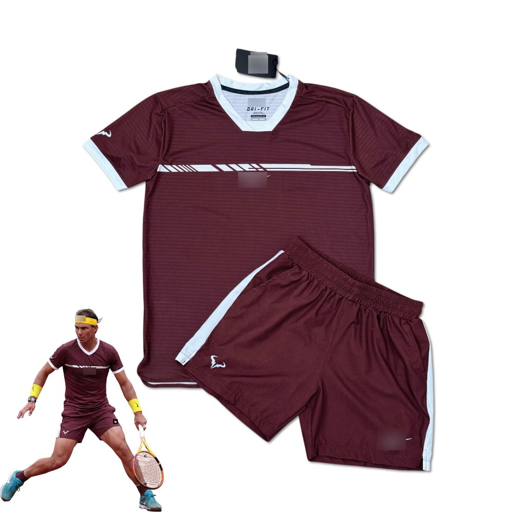 Quần áo tennis pickleball nam Rafael Nadal 2026 (nâu đỏ), quần áo thể thao Rafael Nadal
