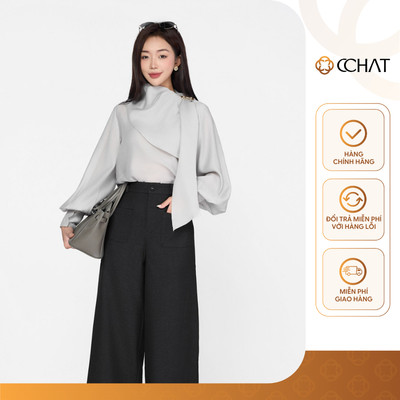 Áo Kiểu Nữ 𝐂𝐂𝐇𝐀𝐓 Dáng Suông Kiểu Tovah Chiết Ly Chìm Chất Liệu Cao Cấp 25ADD2004ST