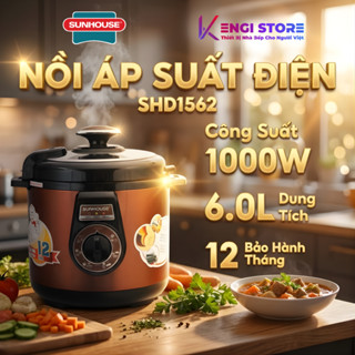 [Sunhouse Chính Hãng] Nồi Áp Suất Điện Đa Năng 6 Lít Sunhouse SHD1562 - Bảo Hành Toàn Quốc 12 Tháng