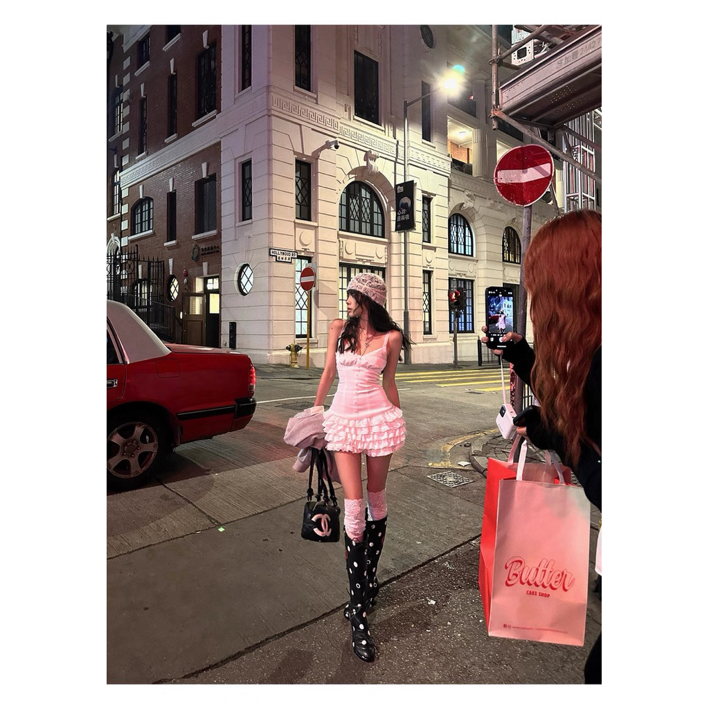 Set áo 2 dây ren ngực kèm chân váy ngắn xếp tầng TABISHOP Set đồ nữ sexy mặc đi phong cách trẻ trung(296) | BigBuy360 - bigbuy360.vn