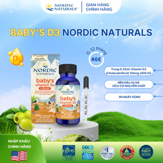 Vitamin D3 thuần tinh khiết Nordic Naturals lọ 22,5ml, Hỗ trợ phát triển hệ xương răng & nhịp giấc ngủ cho bé 0-12 tháng