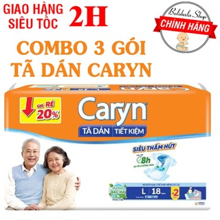 Combo 3 gói Tã dán người già Caryn ngày đêm M18+2/L18+2 miếng hương bạc hà - Caryn tiết kiệm - Bolobalashop