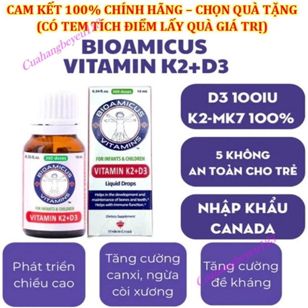 TẶNG QUÀ - LỌ 10ML BIOAMICUS VITAMIN K2 D3 - BỔ SUNG VITAMIN D3K2 GIÚP TĂNG CƯỜNG HẤP THU CANXI HM