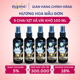 Combo 5 Chai Xịt Xả Vải Khô HygienC Plus 100ML/ Chai - Hương Hoa Mẫu Đơn (Quyến Rũ)