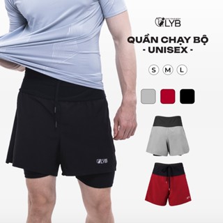 Quần Short Thể Thao Nam Nữ LYB, Quần Chạy Bộ Nam Vải Nhẹ Có Lót Trong, Túi Lưới Sau Tiện Lợi
