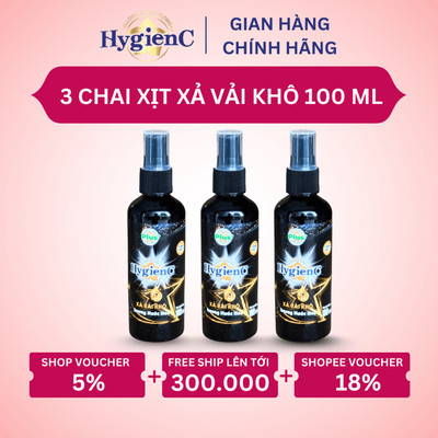 Combo 3 Chai Xịt Xả Thơm Quần Áo HygienC Plus 100 ML/ Chai - Hương Hoa Mẫu Đơn (Quyến Rũ)