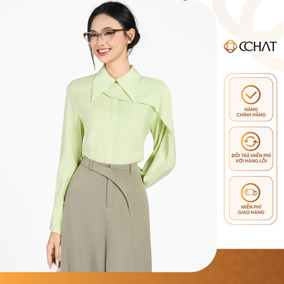 [MỚI - Độc quyền Shopee] Áo Sơ Mi Nữ 𝐂𝐂𝐇𝐀𝐓 Dáng Suông Kiểu Olivia Cổ Đức Chất Liệu Voan Mềm Mại 25FDV2025ST