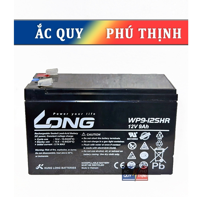 Ắc quy LONG 12V - 9Ah WP9-12SHR (WP1236W), ắc quy lưu điện UPS