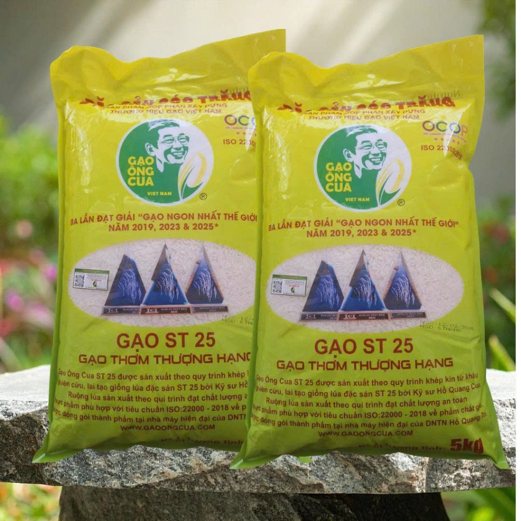 (date mới  ) 10kg Gạo ST25 Chính Hãng Hồ Quang Cua -quét mã QR bằng Icheck