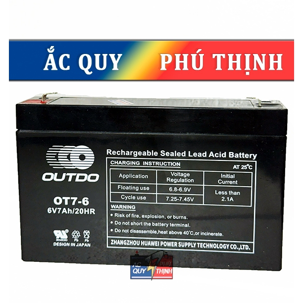 Ắc quy cân điện tử Outdo 6V - 7Ah OT7-6