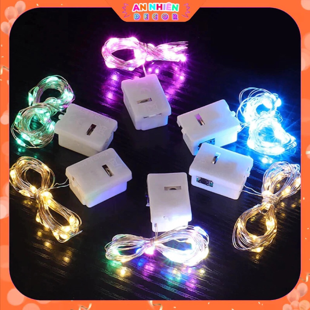 Đèn chớp led đom đóm dùng pin 1m-2m-3m trang trí tết,lễ hội,sinh nhật,trung thu,giáng sinh 7màu và 1