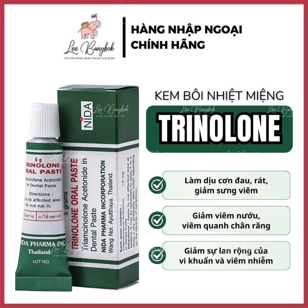 [Chính Hãng Thái] Kem Bôi Nhiệt Miệng Trinolone Oral Paste Thái 5g - Gel Thoa Nhiệt Miệng, Lở Loét Miệng