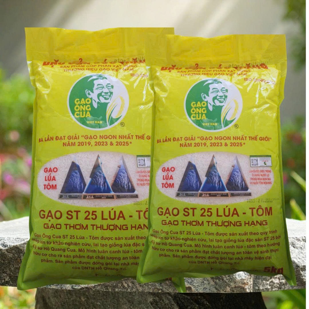 (date mới )10kg gạo st25 Lúa tôm hồ quang cua quét mã QR bằng icheck