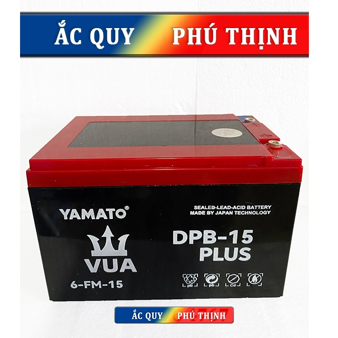 Ắcquy xe đạp điện Yamato 12V-15Ah  VUA 6-DPB-15 PLus (hàng cao cấp)