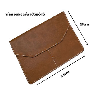 (Hỗ Trợ Dập Logo Hãng) Ví Da Đựng Giấy Tờ Xe Ô Tô Kích Thước Lớn 17cm x 24cm - SBH-VD02 - Nâu Đậm