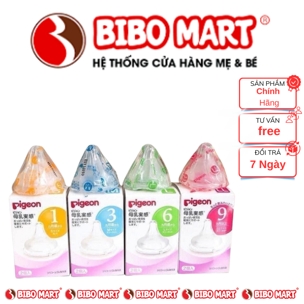 (Chính Hãng)Núm ti silicon cho bình sữa cổ rộng: Pigeon cam kết chính hãng