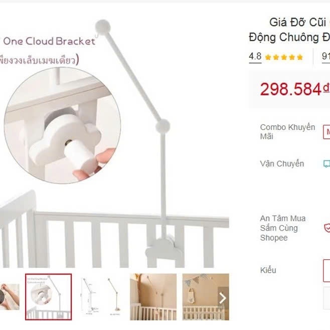 Giá Đỡ Cũi Cho Bé Bằng Gỗ Sang Trọng Treo đồ chơi cho Bé DIY Cũi Giường Di Động Chuông Đồ Chơi ( mới