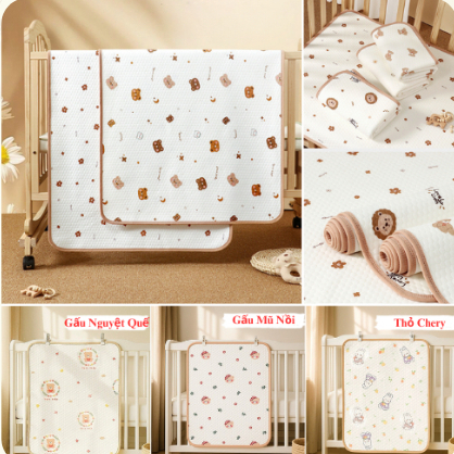 Lót Chống Thấm 4 Mùa Cho Bé Đáy Lưới Thoáng Khí Họa Tiết Hàn Quốc 70*50cm Panda Kids - HT723- HT669