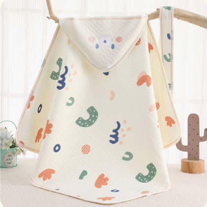 Khăn Ủ Dệt Kim 3 Lớp Có Mũ 4 Mùa Thoáng Khí Kích Thước 85*85cm - HT631 + HT608 + HT627