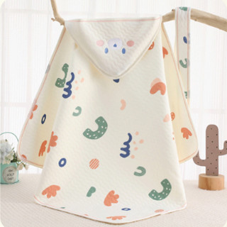 Khăn Ủ Dệt Kim 3 Lớp Có Mũ 4 Mùa Thoáng Khí Kích Thước 85*85cm - HT631 + HT608 + HT627