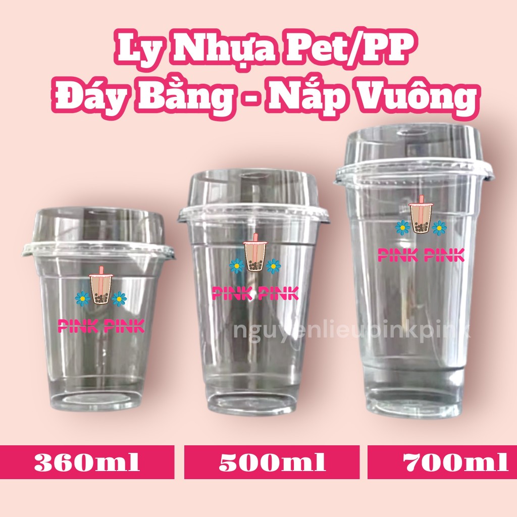 [ CÂY 50 CÁI ] LY / NẮP NHỰA 360 ML -500 ML - 700 ML PET / PP ĐỰNG TRÀ SỮA