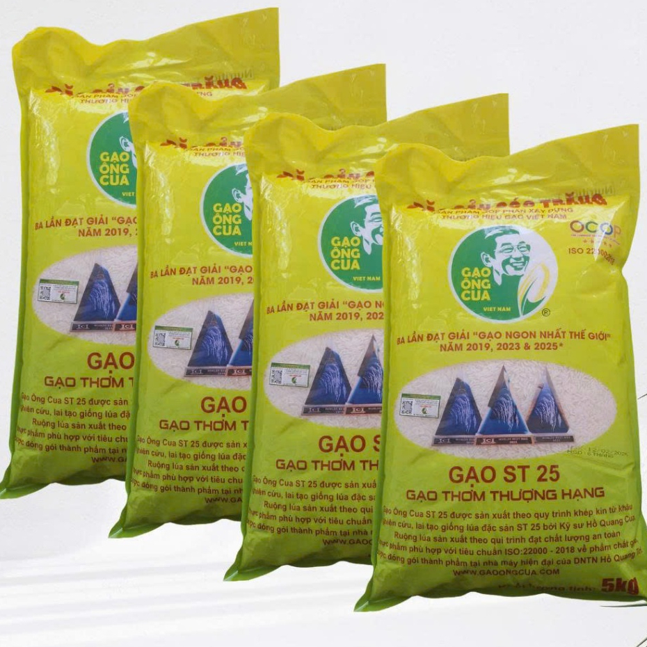 (date mới  ) 20kg Gạo ST25 Chính Hãng Hồ Quang Cua -quét mã QR bằng Icheck