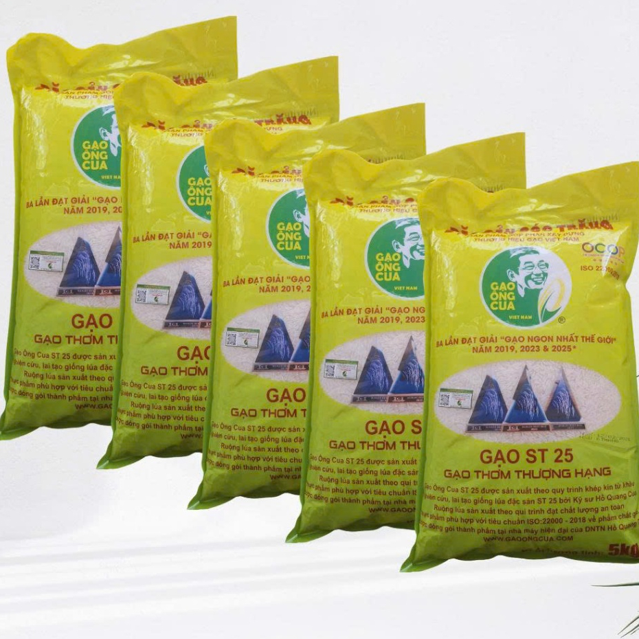 (date mới  ) 25kg Gạo ST25 Chính Hãng Hồ Quang Cua -quét mã QR bằng Icheck