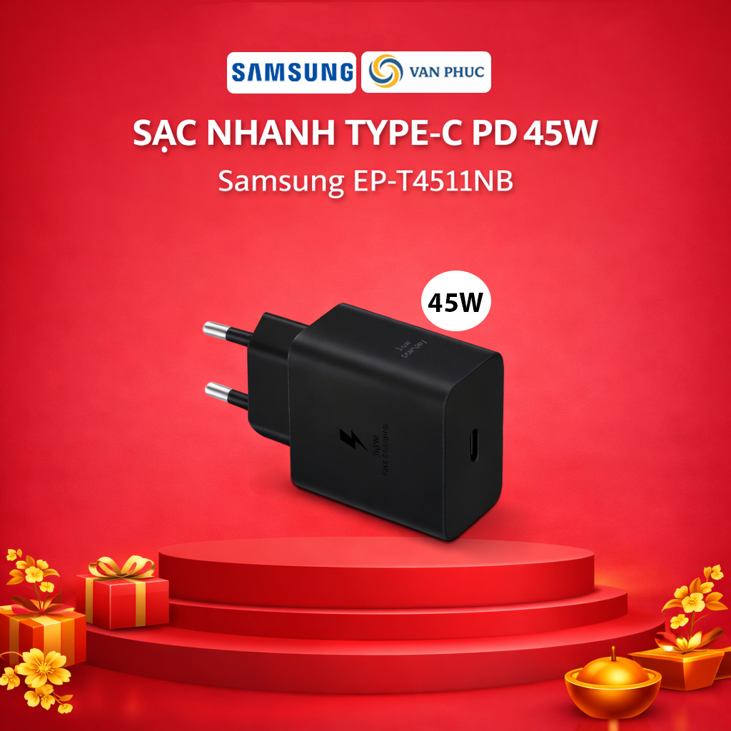 Adapter sạc nhanh Samsung 45W  USB-C PD 3.0  EP-T4511NB chính hãng