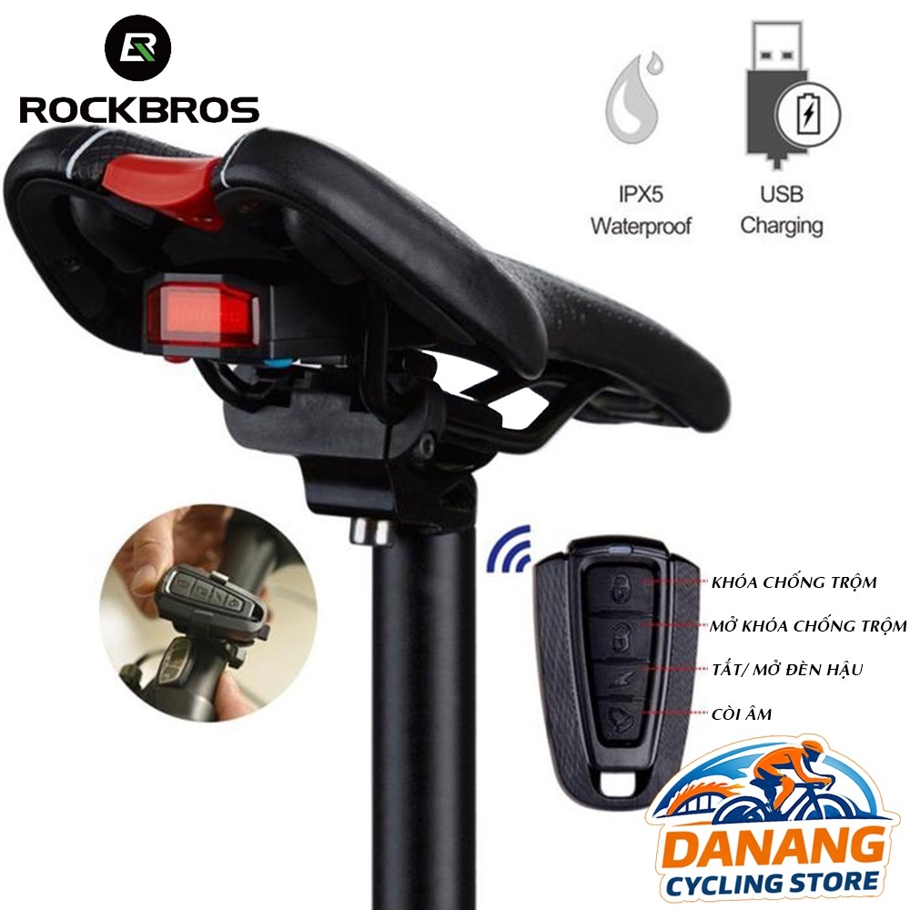Đèn Sau Xe Đạp ROCKBROS A6 3in1 Kèm Còi, Chống Trộm – Có Điều Khiển