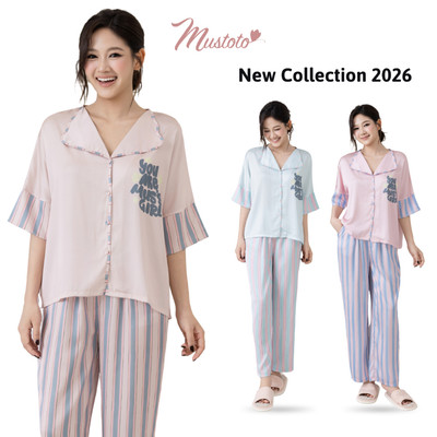 MUSTOTO Bộ Mặc Nhà Lụa Piijama Dài Tay Lửng Mềm Mát Thoải Mái (MB60)