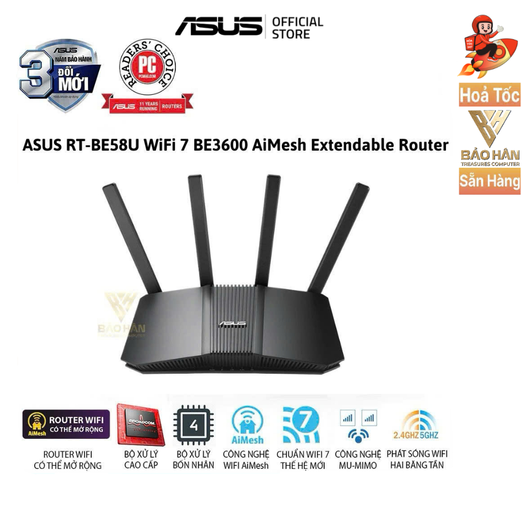 Router WiFi 7 ASUS RT-BE58U - Hàng Chính Hãng