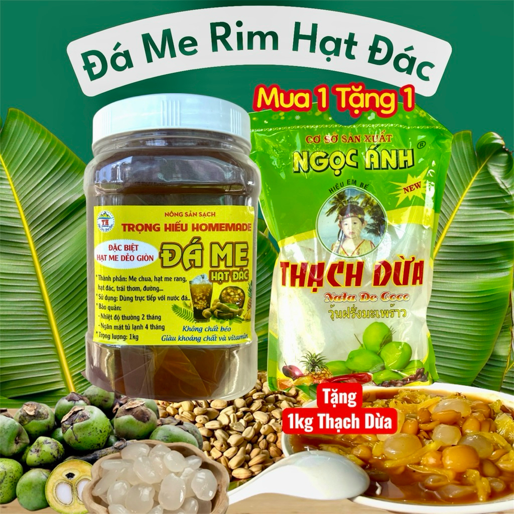Đá me rim hạt đác, đá me rim hạt dẻo - Tặng 1kg thạch dừa - Hộp 1kg