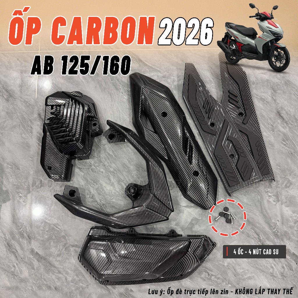 (Chỉ dùng cho AB 2026) Bộ Ốp nhựa Carbon màu Vân Đen bảo vệ cho xe AB 125/160 2026 - Phụ kiện, phụ t