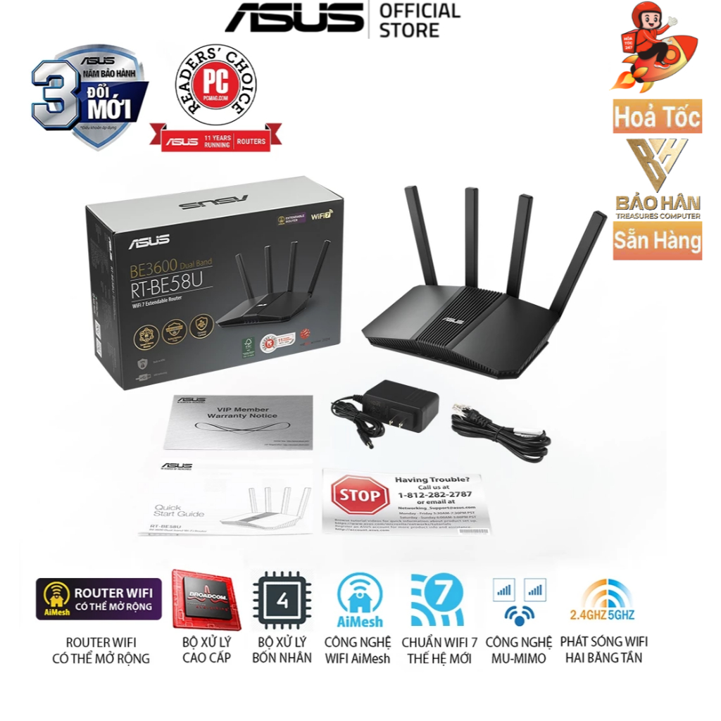 Router Wifi 7 Asus RT-BE58U BE3600 - Hàng Chính Hãng